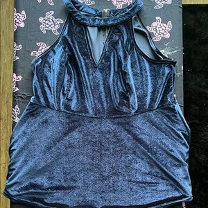Torrid Navy Blue Velvet Peplum Tank Top